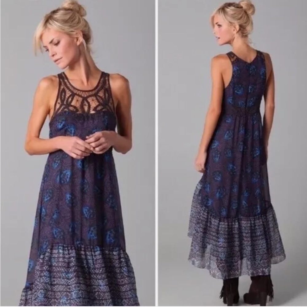 Free People Blue and Black Maxi Dress